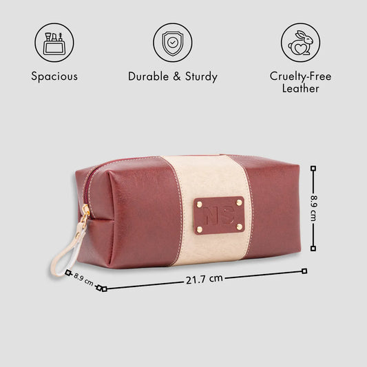 Maroon travel pouch initials vector