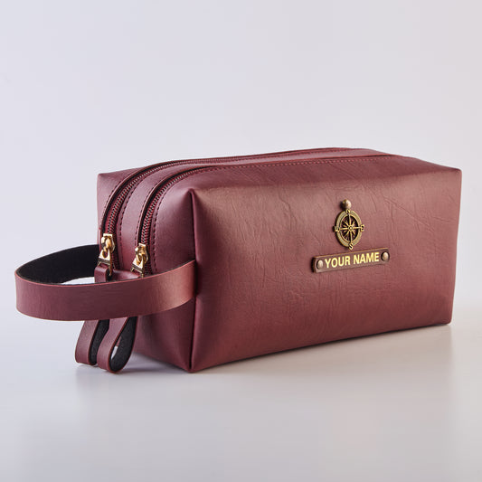 PERSONALISED DOUBLE ZIP POUCH - MAROON