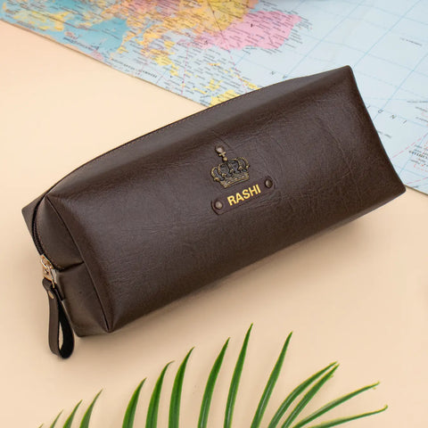 PERSONALISED TRAVEL POUCH - BROWN