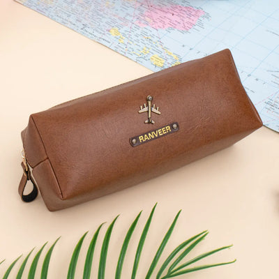 Tan travel pouch
