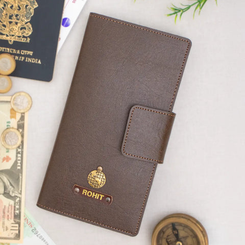 PERSONALISED TRAVEL WALLET - BROWN