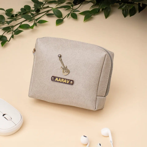 PERSONALISED ZIPPERED CHARGER CASE - BEIGE