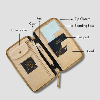 Beige zippered travel case