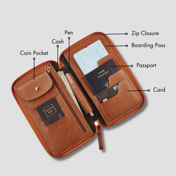 Tan zippered travel case