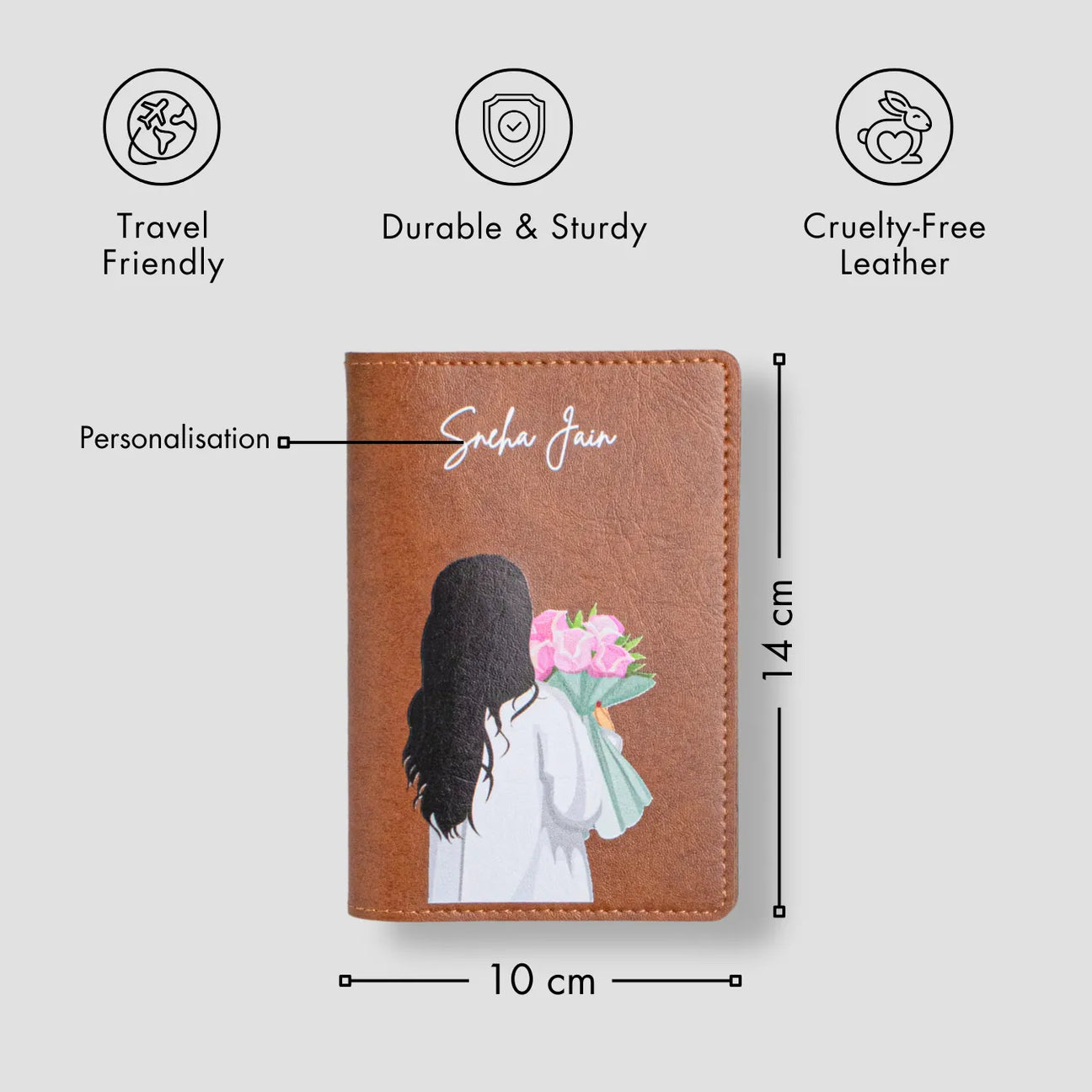 Tan travel pouch with features