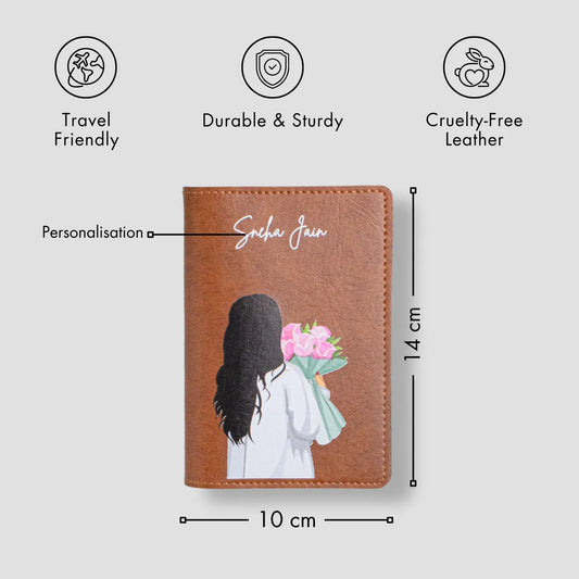 Tan travel pouch with features