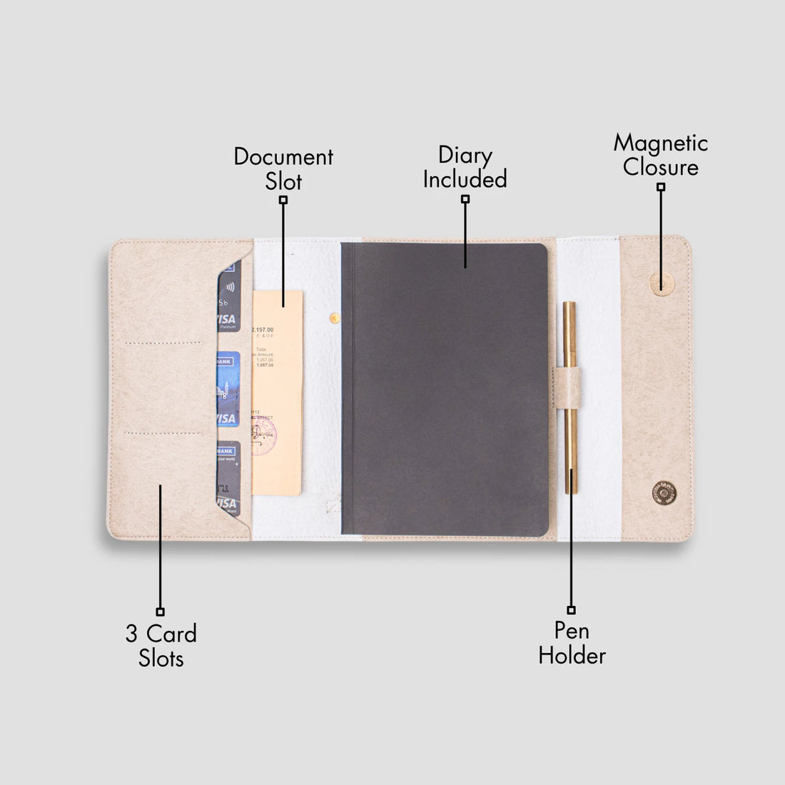 Beige diary organizer
