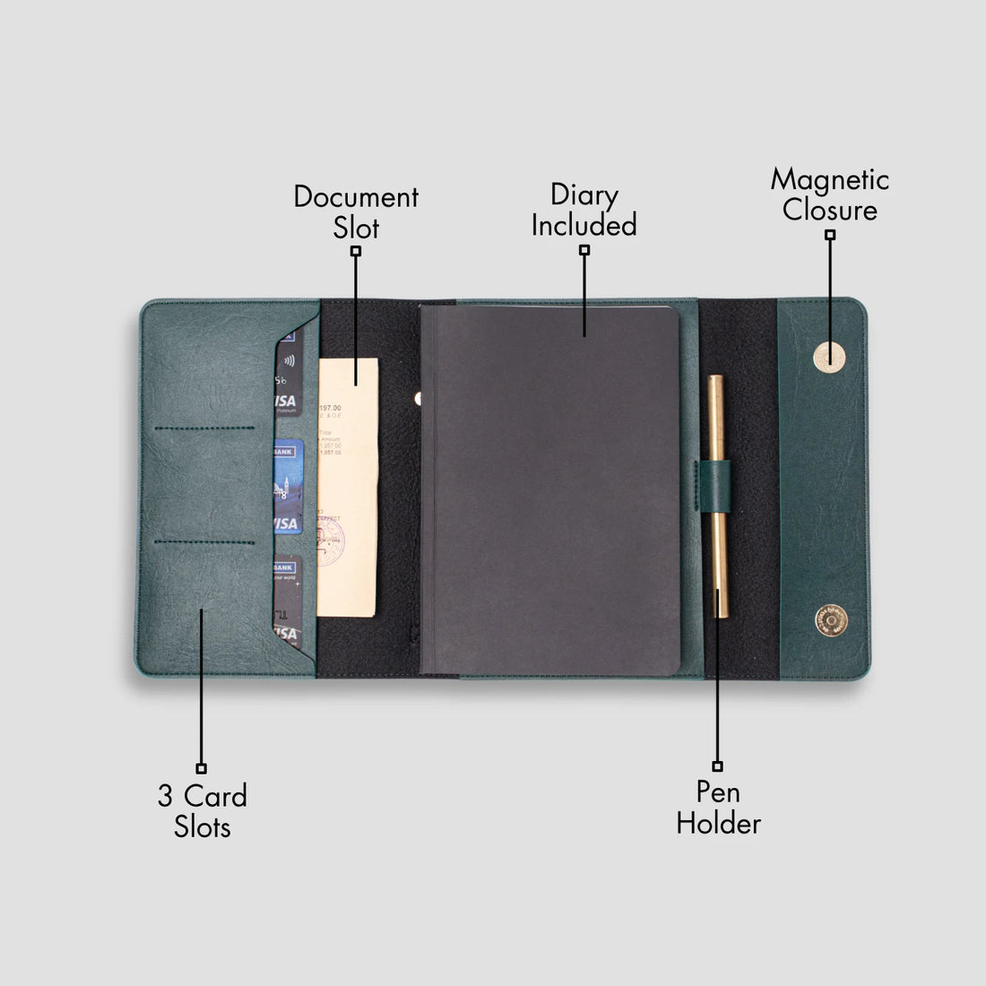 Green notebook organizer
