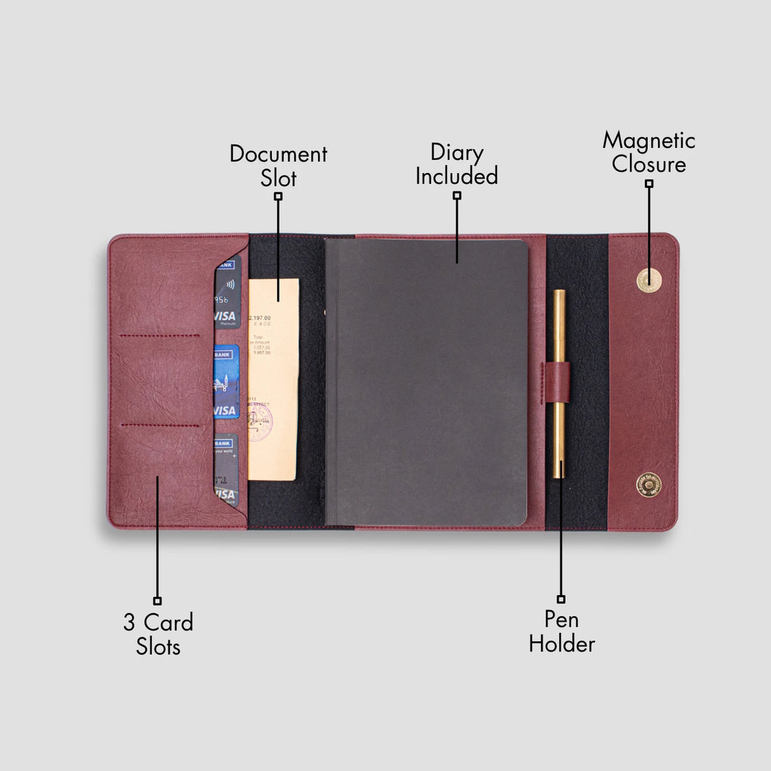Maroon diary organizer