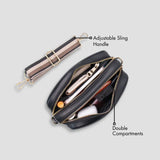 PERSONALISED DOUBLE ZIP SLING BAG - BLACK