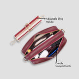 PERSONALISED DOUBLE ZIP SLING BAG - MAROON