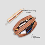 PERSONALISED DOUBLE ZIP SLING BAG - TAN