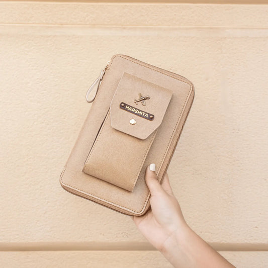 PERSONALISED DUO ORGANISER - TAUPE