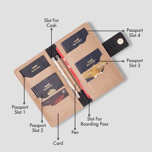 PERSONALISED FAMILY PASSPORT COVER - TAUPE
