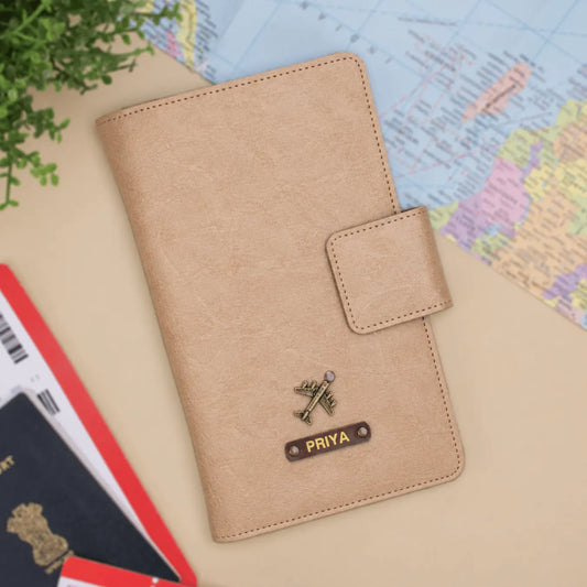 PERSONALISED FAMILY PASSPORT COVER - TAUPE