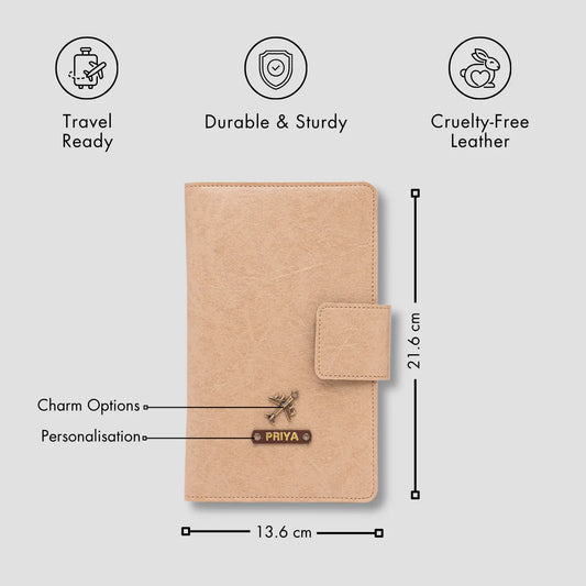 PERSONALISED FAMILY PASSPORT COVER - TAUPE