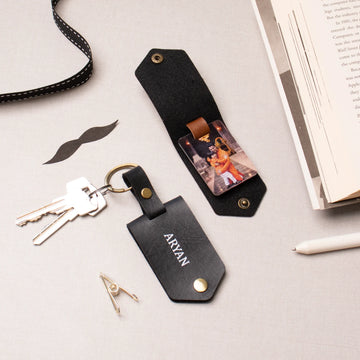PERSONALISED FLIP PHOTO KEYCHAIN - BLACK