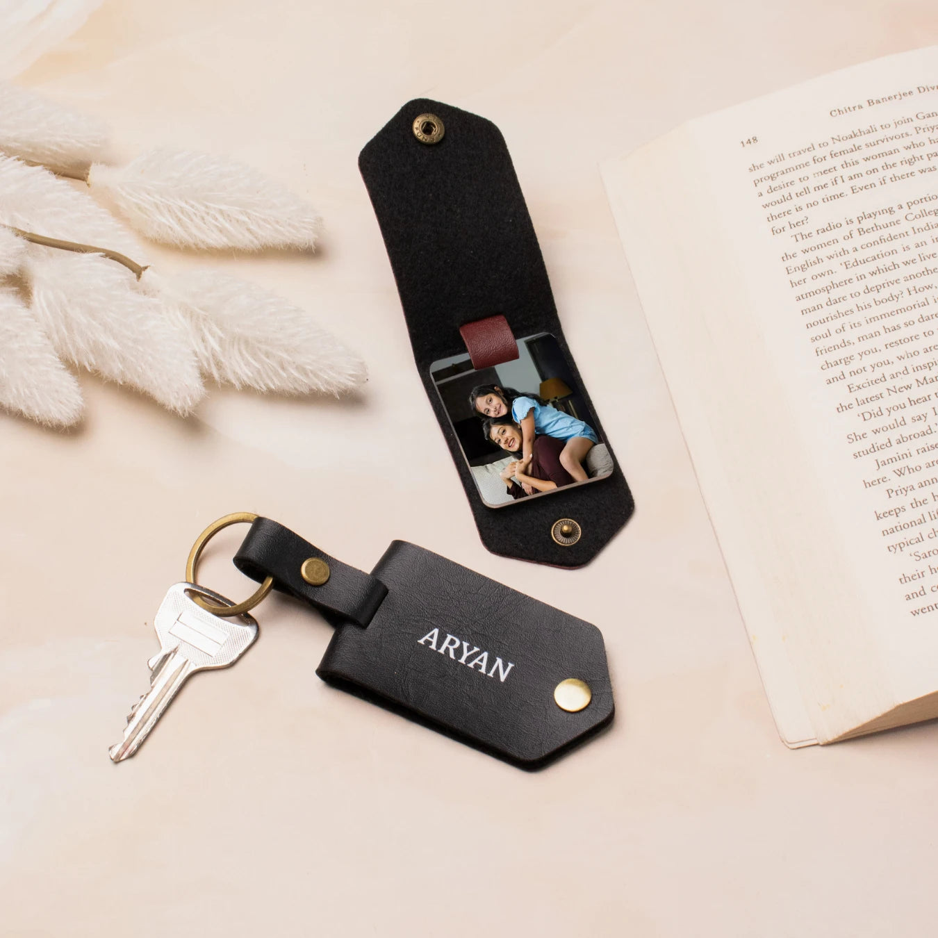 Keychain with photo slot and name