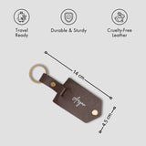Personalised brown leather keychain with features