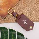 Personalised maroon leather keychain