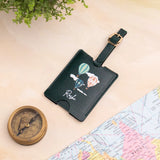 Green personalised luggage tag