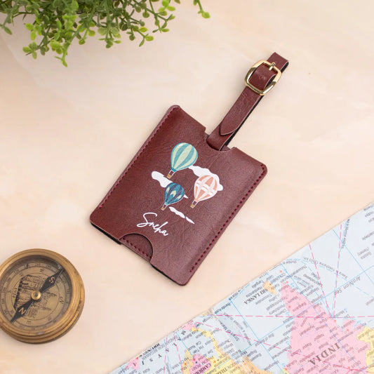 Maroon personalised luggage tag