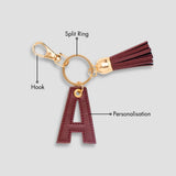 PERSONALISED LETTER KEYCHAIN - MAROON