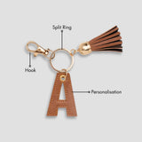 PERSONALISED LETTER KEYCHAIN - TAN