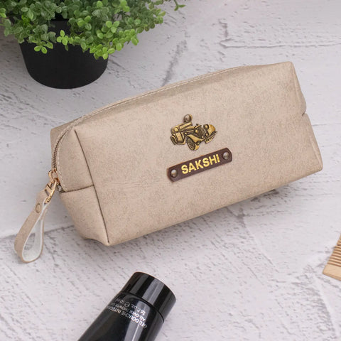 PERSONALISED MINI TRAVEL POUCH - BEIGE