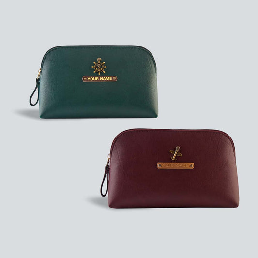 COUPLE PERSONALISED MULTIPURPOSE POUCH - (GREEN AND MAROON)