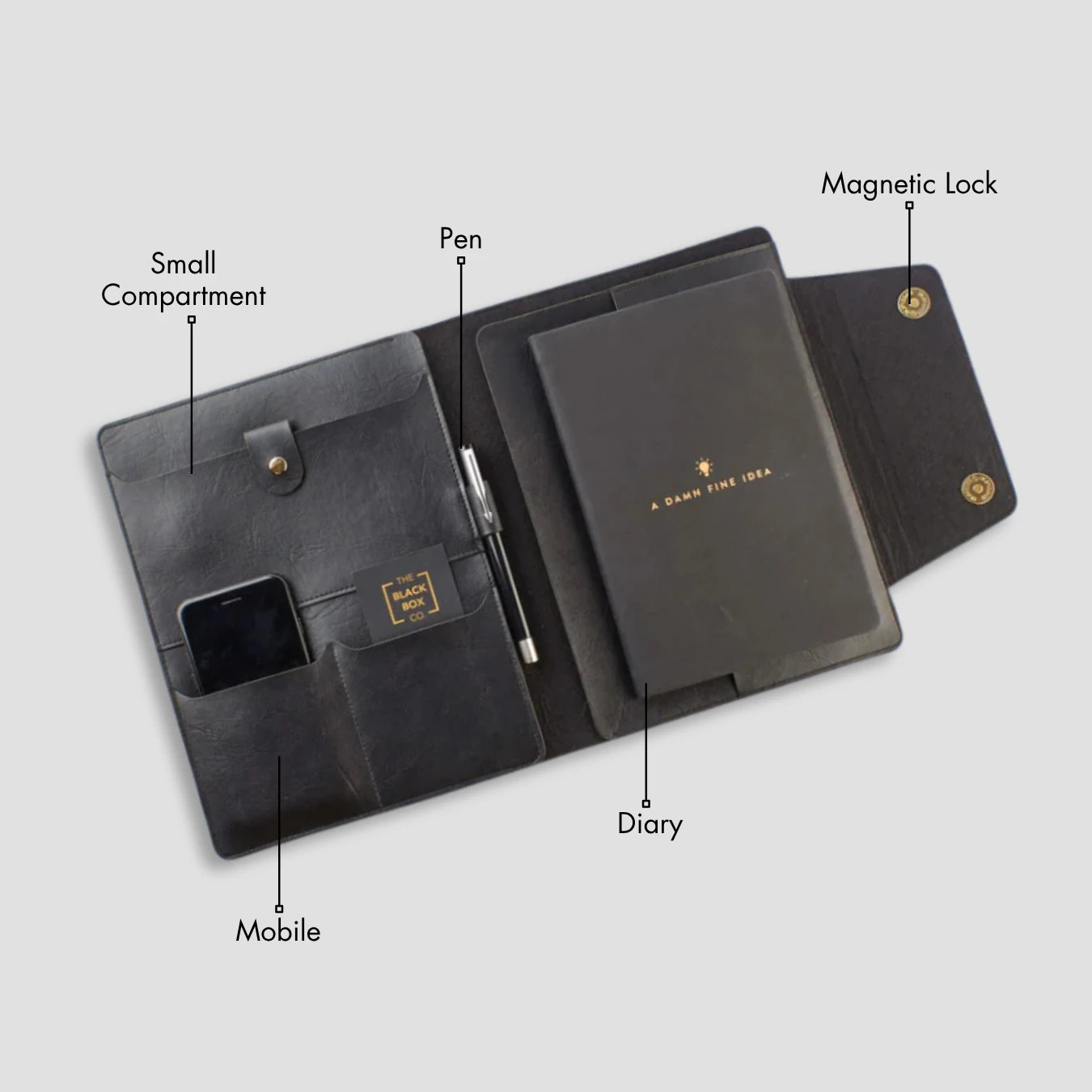 Black Office Folder Compartment Overview