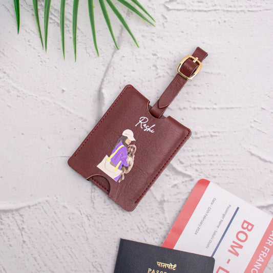 Maroon personalised luggage tag