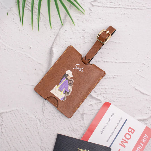Tan personalised luggage tag