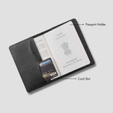 Black passport holder with card slot