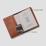 Tan passport holder with card slot