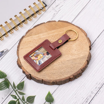 PERSONALISED PHOTO KEYCHAIN - SQUARE - MAROON