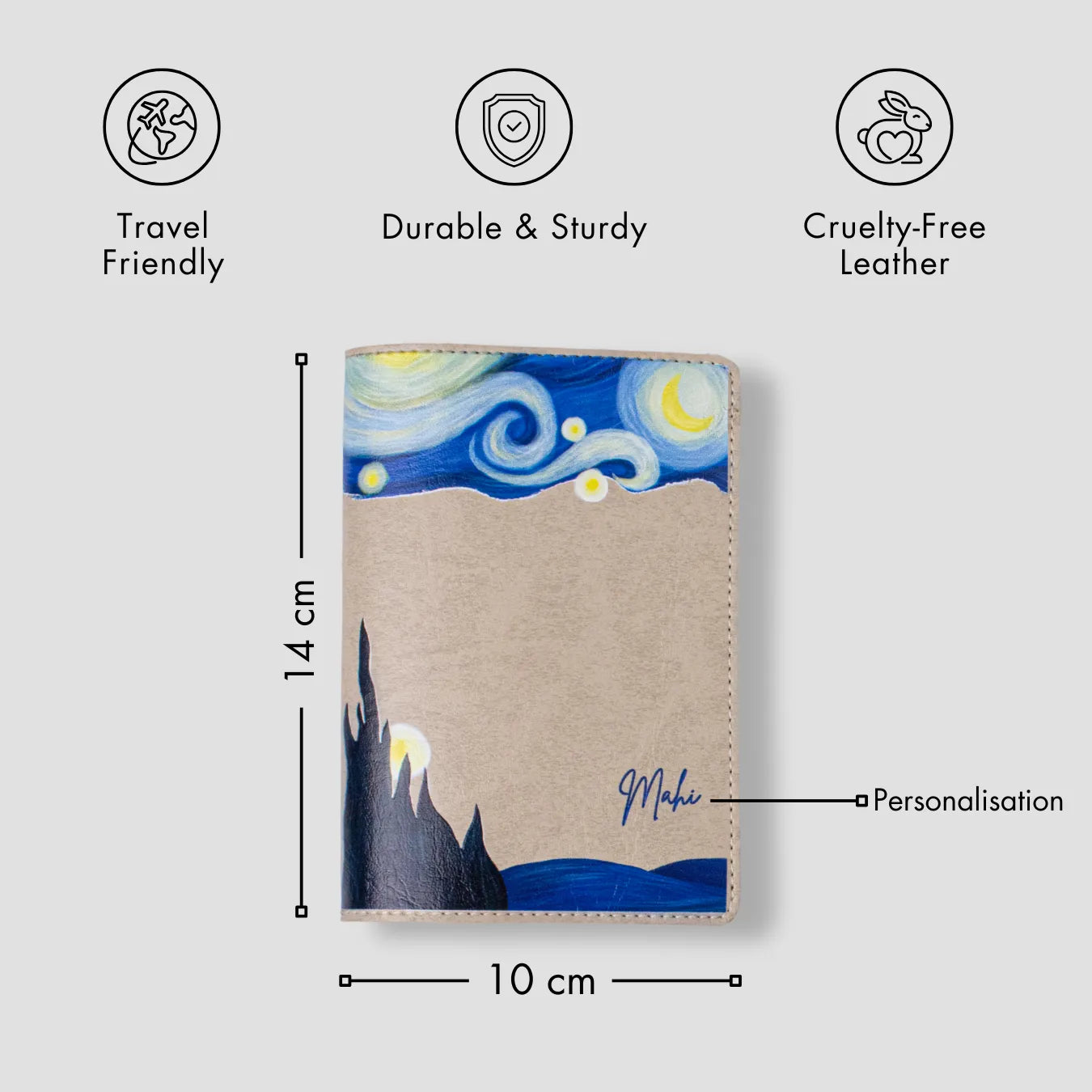 Beige passport holder with features