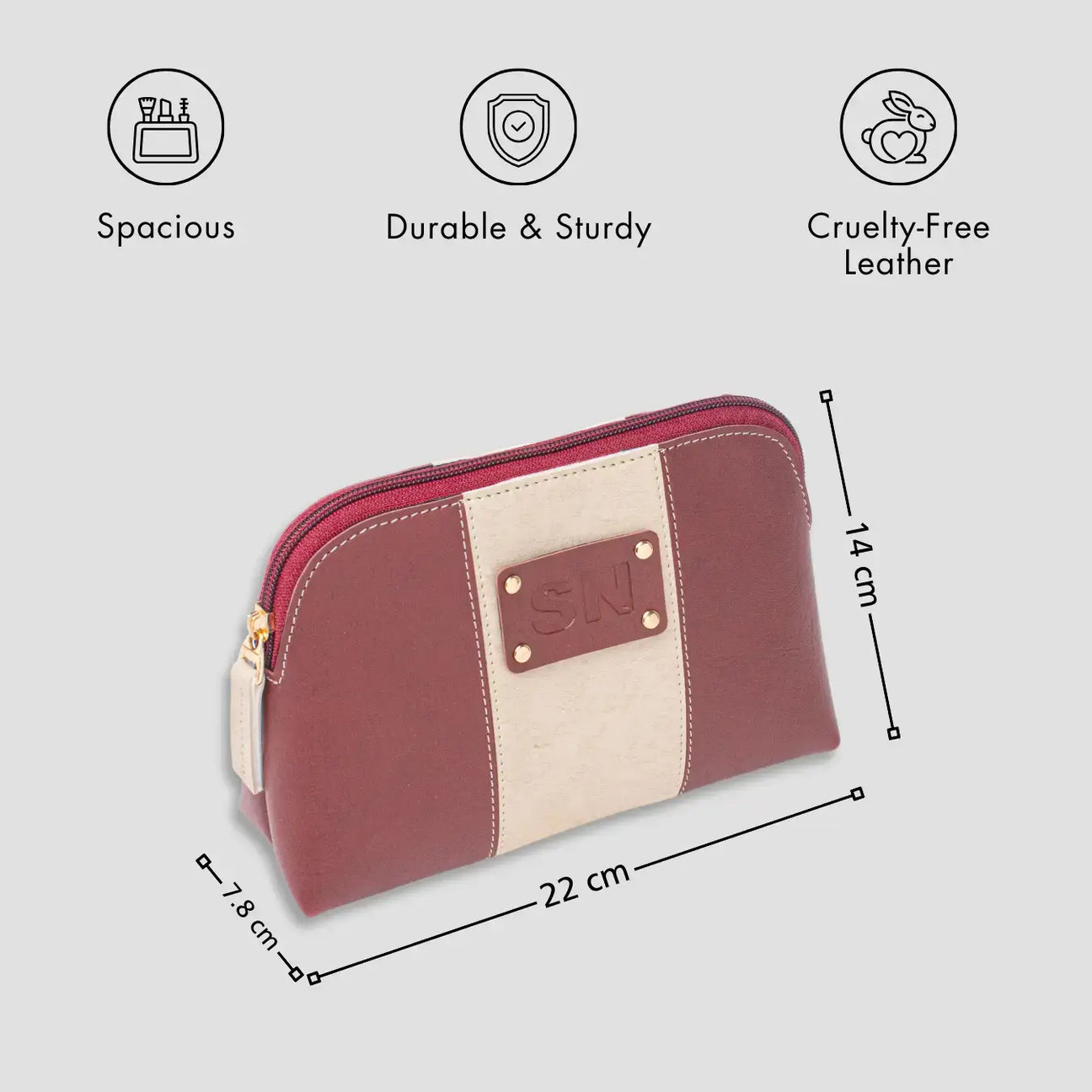 Personalised maroon multipurpose pouch pouch with features