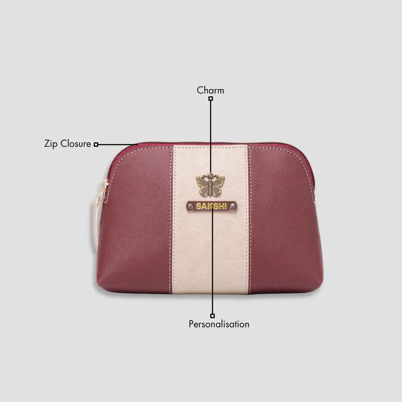 Personalised maroon multipurpose pouch pouch with features
