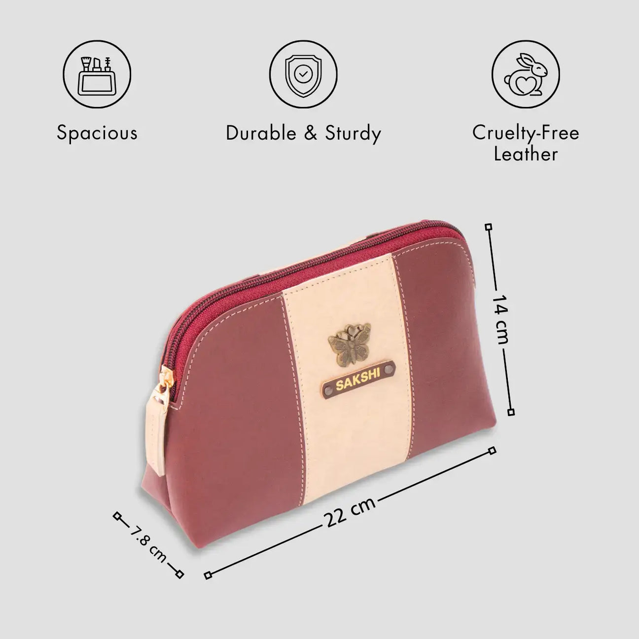 Personalised maroon multipurpose pouch pouch with features