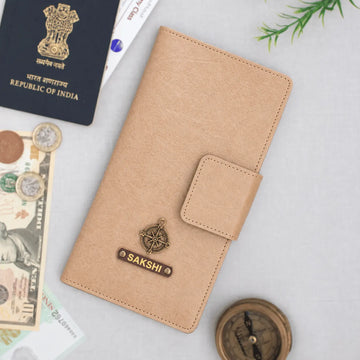 PERSONALISED TRAVEL WALLET - TAUPE