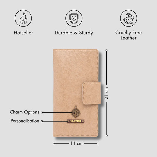 PERSONALISED TRAVEL WALLET - TAUPE