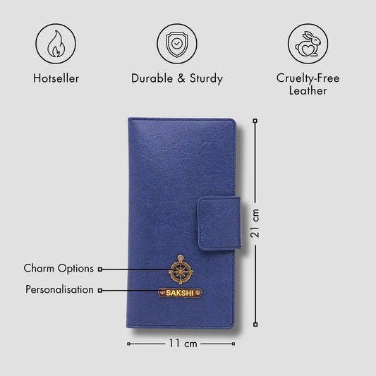 PERSONALISED TRAVEL WALLET - BLUE