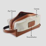 PERSONALISED TRAVEL POUCH - CANVAS - TAN