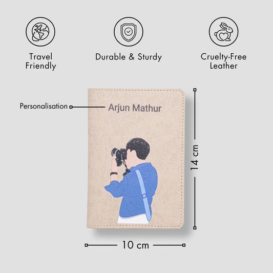 Beige passport holder with features