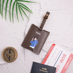 Brown personalised luggage tag