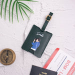 Green personalised luggage tag