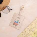 Personalised Beige floral luggage tag