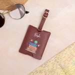 Personalised Maroon floral luggage tag