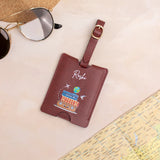 Personalised Maroon floral luggage tag